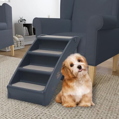 Rantry Hundetreppe mit 4 Stufen Klappbar Dunkelgrau Hundetreppe Model171172 von Rantry