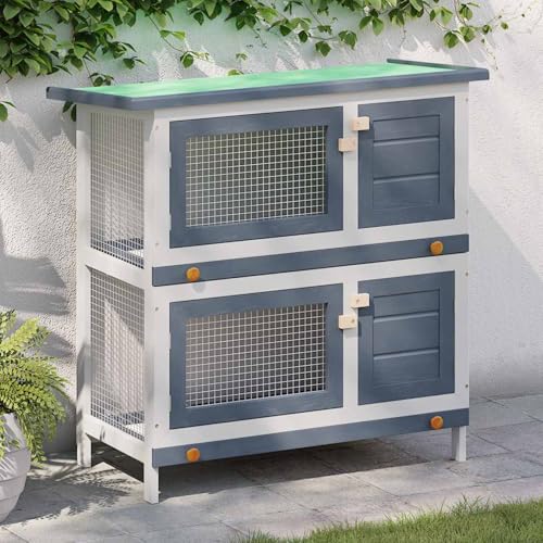 Rantry Kaninchenstall 4 Türen Grau Holz Kaninchenkäfig Gartenbau Model170834 Rantry Kaninchenstall 4 Türen Grau Holz Kaninchenkäfig Gartenbau Model170834 von Rantry