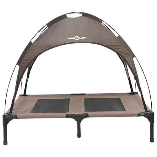 Rantry erhöhter Hundebett mit Abnehmbarer Überdachung Braun L Stahl Hundebett Model42008171 von Rantry