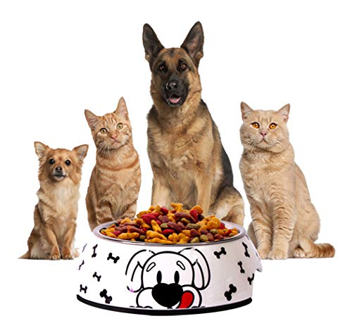 Ranvi Pet Food Bowl, Hund, Pet Cartoon, Rutschfester Kippschutz, Weiß (Klein) von Ranvi
