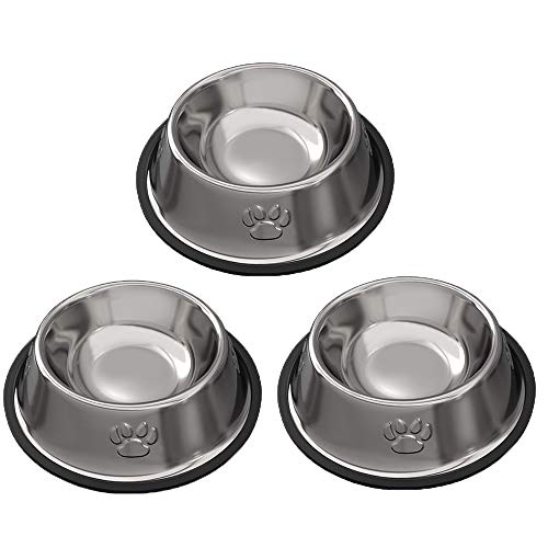 Rapsrk Dog Cat Bowls for Food and Water,Stainless Steel Non-Skid Base Dog Bowl Cat Bowl Pet Kitten Rabbit Puppy Dish for Small Size Medium Dogs Cats Animals (3 Pack) von Rapsrk