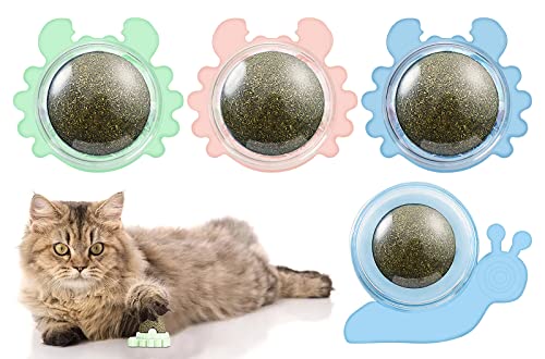 4 Stück Spielzeug mit Kugeln aus Katzengras, selbstklebend, an der Wand montiert, rotierender Ball zur Reinigung der Zähne, zum Lecken der Katze, zum Zähneknirschen 4 Stück Spielzeug mit Kugeln aus Katzengras, selbstklebend, an der Wand montiert, rotierender Ball zur Reinigung der Zähne, zum Lecken der Katze, zum Zähneknirschen von Rarihem