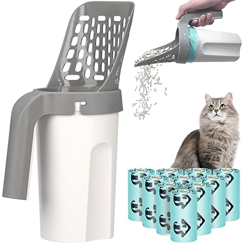 Rarihem Katzenstreu Schaufel 2 in 1, Streuschaufel mit Behälter Abnehmbare Katzenklo Schaufel Mit 165 Müllsäcken, Ergonomischem Design, Einfach zu Bedienen und Arbeitssparend Rarihem Katzenstreu Schaufel 2 in 1, Streuschaufel mit Behälter Abnehmbare Katzenklo Schaufel Mit 165 Müllsäcken, Ergonomischem Design, Einfach zu Bedienen und Arbeitssparend von Rarihem