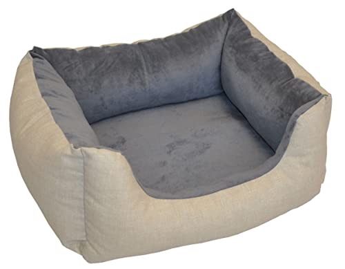 Deluxe Hundebett / Katzenbett Gr. 60 x 48 cm , Fb. beige , Hundekorb / Katzenkorb von Rattani