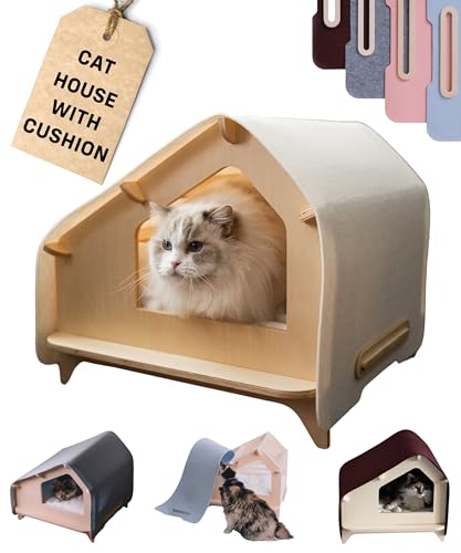 Rawry Luxe Cabin Premium-Haustierbett für Katzen und kleine Hunde, mehrere Farben und Größen, kein Werkzeug erforderlich, langlebige Sperrholzteile, Kissen im Lieferumfang enthalten, stilvolles und Rawry Luxe Cabin Premium-Haustierbett für Katzen und kleine Hunde, mehrere Farben und Größen, kein Werkzeug erforderlich, langlebige Sperrholzteile, Kissen im Lieferumfang enthalten, stilvolles und von Rawry