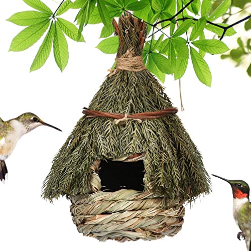 Hängendes Kolibri-Haus - Handgewebtes Kolibri-Nest für draußen,Vogelnest zum Aufhängen, ökologische Vogelhäuschen für Fink, Meise, Spatz, Garten, Terrasse, Rasen, Büro, drinnen Raxove von Raxove