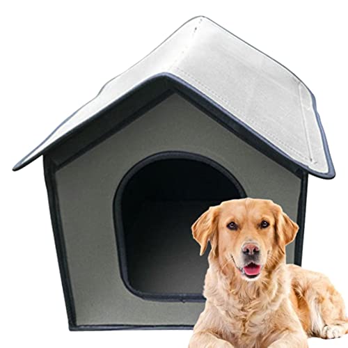 Haustierhaus für Draußen, wasserdichte und isolierte Katzenhütte, wasserdichter Katzenschutz mit abnehmbarer weicher Matte, halbgeschlossenes warmes Hundehaus für kleine Hunde von Raxove