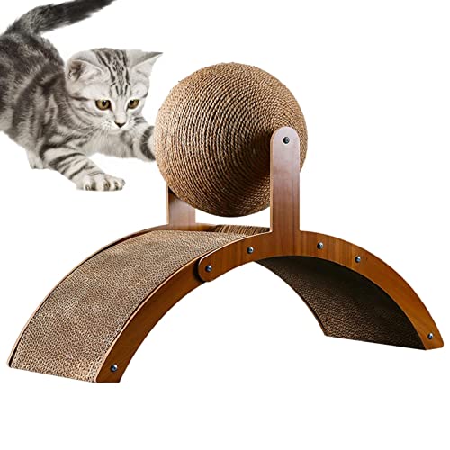 Kratzbrett für Katzennägel, Kratzbrücke für Katzen, bogenförmiger, vertikaler, hoher Kätzchenkratzer mit Ball, Katzenkratzmatten aus natürlichem Sisal, horizontaler Katzenboden-Kratzteppich von Raxove