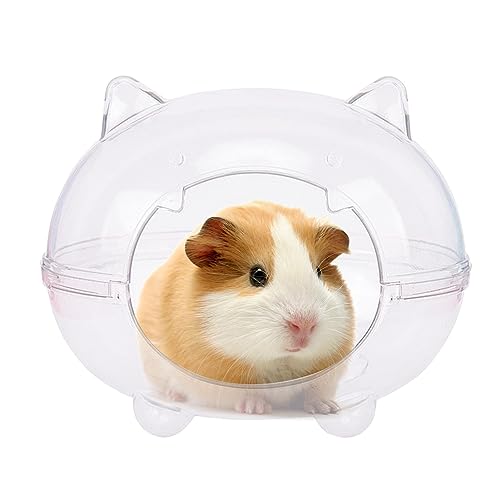 Raxove Hamster-Katzentoilette - Cartoon-niedlicher Hamster-Zubehör, transparenter Badebehälter, spritzwassergeschützt | Waschbare Hamster-Toilette, Heimtierbedarf für Lemminge, Mäuse von Raxove