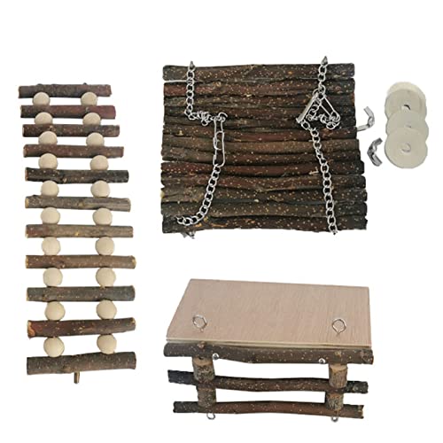 Hamsterholzleiter | Spielzeug für Zwerghamster | Aktivitätsplattform mit Apfelholz Kauspielzeug Brücke für Zwerghamster Maus Syrischer Hamster von Raxove