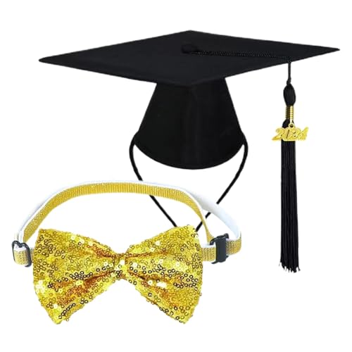 Raxove Hundeabschlusshut, Hundehut und Abschlusskleid | Bequemes und verstellbares Set für Abschlusshut und Fliege | Modische multifunktionale Hundekleidung aus Polyester für von Raxove