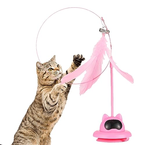 Raxove Katzen-Teaser-Stick | Interaktives Plüschkatzenspielzeug mit Saugnapf - Einstellbarer Winkel und Höhe, interaktives Katzenspielzeug für den Innenbereich, Katzenplüschspielzeug für Innenkatzen von Raxove
