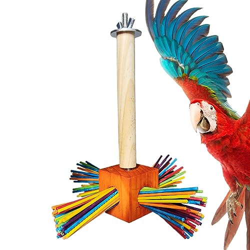 Raxove Vogelkäfig-Spielzeug, drehbarer Knabberkäfig-Spielzeug mit bunten Stäbchen, Beißen für Papageien, Futtersuche, Schnabelschleifen, Holzspielzeug, Vogelkäfig-Zubehör für Papageien, Hühner, kleine von Raxove