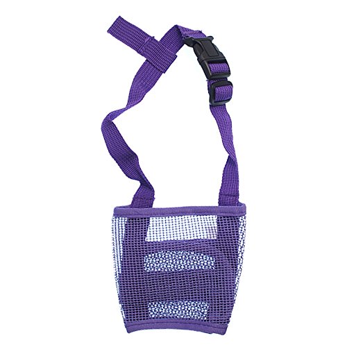 RayLineDo® Maulkorb für Hunde, atmungsaktiv, Nylon-Netz, verstellbar, Beißen, Kauen, Vorbeugung, Sicherheitsgurt, weich, Anti-Bell-Maulkorb für kleine, mittelgroße und große Hunde, Größe XL, Violett von RayLineDo