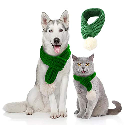 RayMinsin Haustier-Schals für Katzen und Hunde, Weihnachtsparty, verwandelt sich in Baumwollschals für Katzen und Hunde, Weihnachtsschmuck (grün, S) von RayMinsin