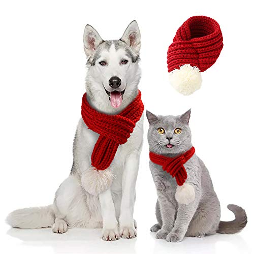 RayMinsin Haustier-Schals für Katzen und Hunde, Weihnachtsparty, verwandelt sich in Baumwollschals für Katzen und Hunde, Weihnachtsschmuck (rot, L) von RayMinsin