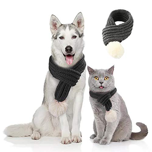 RayMinsin Haustier-Schals für Katzen und Hunde, Weihnachtsparty, verwandelt sich in Baumwollschals für Katzen und Hunde, Zubehör für Weihnachtsschmuck (grau, L) von RayMinsin