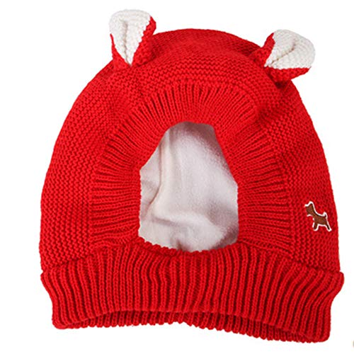 RayMinsin Knitted autumn and winter warm cute rabbit ears pure cotton plus velvet dog pet hats autumn and winter warm pet headgears holiday hats for dogs and cats pet supplies. von RayMinsin