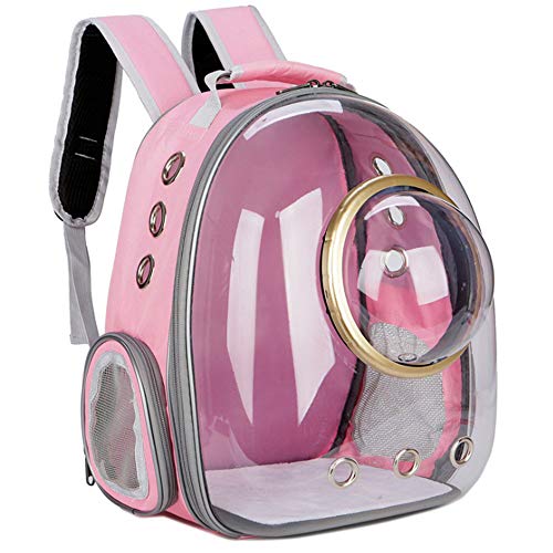 RayMinsin Rucksack für Katzen, Weltraumkapsel, Haustiertragetasche für große Katzen und kleine Hunde, Katzentragerrucksack für Reisen und Wandern (Pink) von RayMinsin