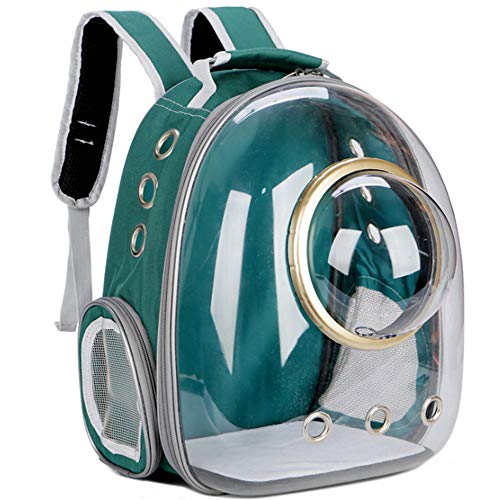 RayMinsin Rucksack für Katzen, Weltraumkapsel, Haustiertragetasche für große Katzen und kleine Hunde, Katzentragerrucksack für Reisen und Wandern (dunkelgrün) von RayMinsin