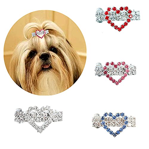 RayMinsino 4 Stück Diamant-Haarspangen für Hunde und Katzen, geeignet für langhaarige Hunde von RayMinsino
