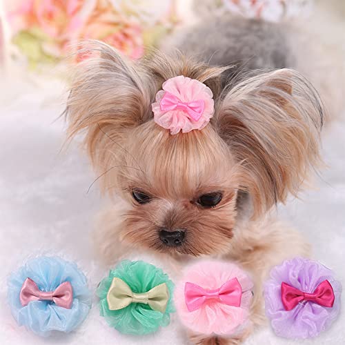 RayMinsino 4 x Haarnadeln für Hunde, Yorkshire, Teddy, niedlich, Organza, Bläschen, langhaarig, Haarnadel, Haar-Accessoires von RayMinsino