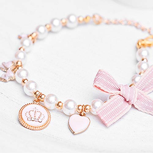 RayMinsino Fashion Pet Halskette Katze Perlen Krone Halsband Zubehör Ornamente Haustier Katze Teddy Halsband Perlen Schmuck Halsband von RayMinsino