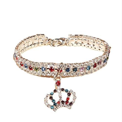 RayMinsino Halsband für Haustiere, Strass-Halsband, Krone, mehrfarbig, Schmuck-Halsband für Katzen und Hunde von RayMinsino