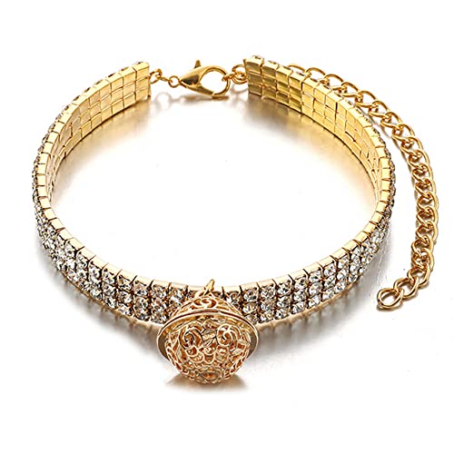 RayMinsino Haustier Halsband Gold mit Diamant Glänzend Verstellbar Kristall Hochzeit Katze Halsband Hund Kleine und Mittlere Haustier Halsband Glitzer Dekoration von RayMinsino