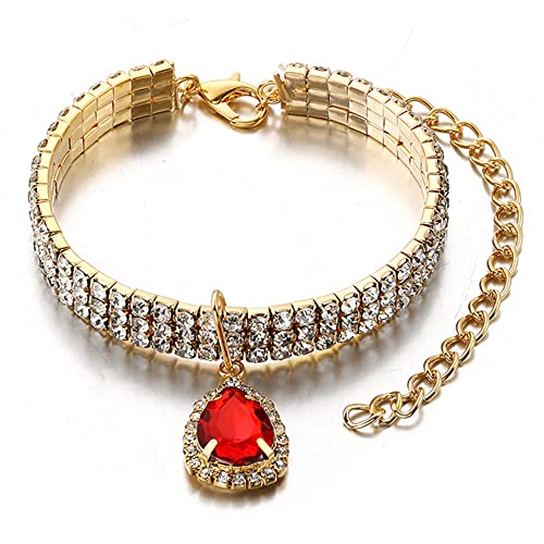 RayMinsino Hundehalsband, goldfarben mit Diamanten, glänzend, verstellbar, Kristall, Hochzeit, Katze, Hund, kleine und mittelgroße Haustiere, glitzernde Dekoration von RayMinsino