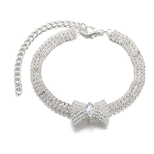 RayMinsino Haustier-Halsband mit Diamanten, verstellbar, Kristallschleife, für Hochzeit, Katze, Hund für kleine, mittelgroße Haustier-Halsband, Zierschmuck von RayMinsino