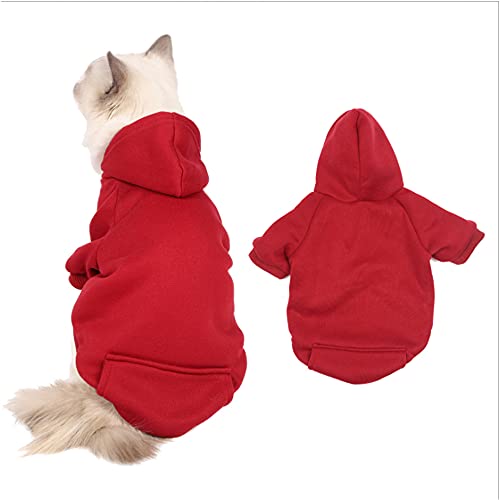 RayMinsino Haustier-Kleidung, einfarbiger Kapuzenpullover, Hundepullover, Katzen-Sportbekleidung, Teddy-Kleidung, geeignet für kleine und mittelgroße Hunde von RayMinsino