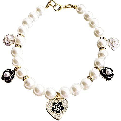 RayMinsino Haustier-Perlen-Halskette für Welpen, Kamelien-Halsband, Kätzchen-Blumen-Halsband von RayMinsino
