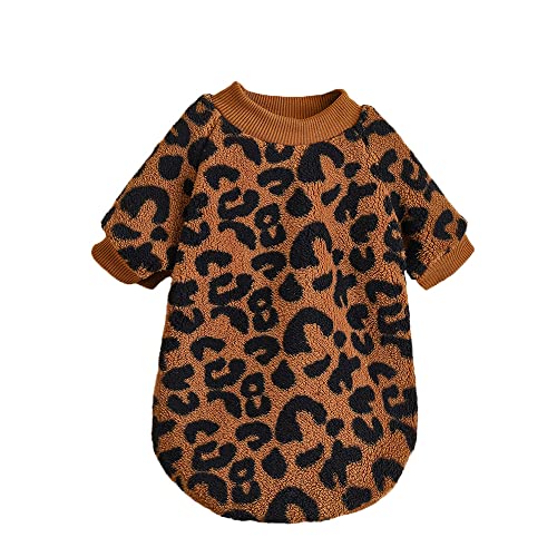 RayMinsino Haustier-Pullover, Leopardenmuster, warme Kleidung, einfach und bequem, Plüsch, zweibeinig, Katzenbekleidung von RayMinsino