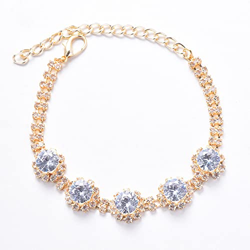 RayMinsino Haustier-Zirkon-Blumen-Diamant-Halskette, verstellbares Anziehhalsband, Katzen- und Hundeschmuck, Halskette, geeignet für kleine und mittelgroße Katzen und Hunde von RayMinsino
