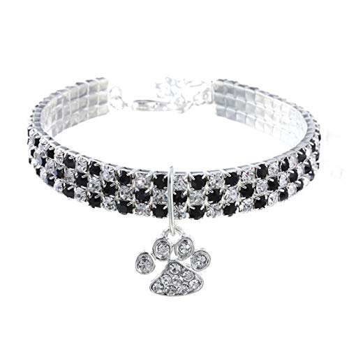 RayMinsino Haustierhalsband mit Diamanten, Verstellbarer Kristalldiamant elastischer Herzklauenanhänger Hochzeitskatze und Hund Kleiner Haustierhalskettenschmuck von RayMinsino