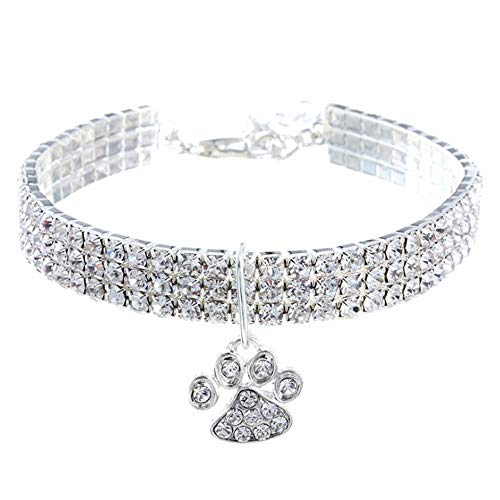 RayMinsino Haustierhalsband mit Diamanten, Verstellbarer Kristalldiamant elastischer Herzklauenanhänger Hochzeitskatze und Hund Kleiner Haustierhalskettenschmuck von RayMinsino