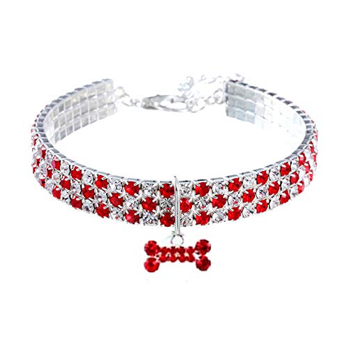RayMinsino Haustierhalsband mit Diamanten, Verstellbarer Kristalldiamant elastischer Knochenanhänger Hochzeitskatze und Hund Kleiner Haustierhalskettenschmuck von RayMinsino