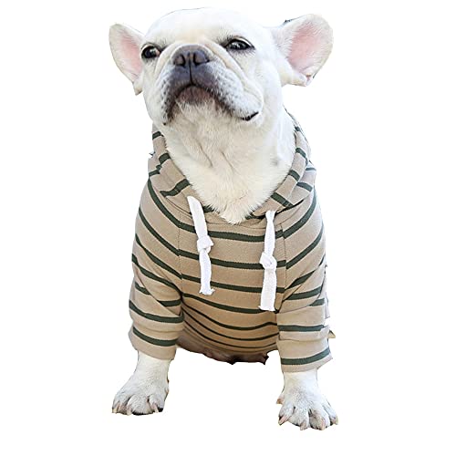 RayMinsino Haustierkleidung Hund Khaki Gestreifter Baumwolle Hoodie Pullover Zweibeinige Kleidung Baumwolle Jacke Sweatshirt Mantel Welpe Mittel Hund Katze von RayMinsino