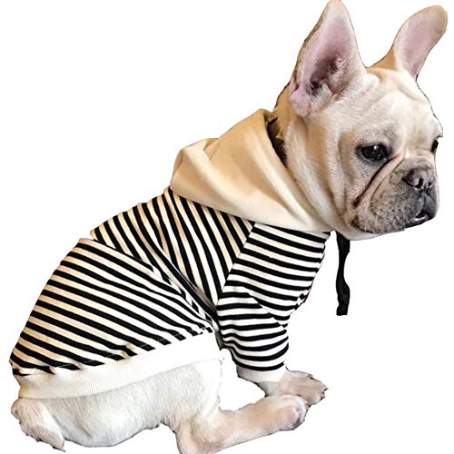 RayMinsino Haustierkleidung Hund Schwarz und Weiß Gestreifte Baumwolle Hoodie Pullover Zweibeinige Kleidung Baumwolle Jacke Sweatshirt Mantel für Welpen Medium Hund Katze von RayMinsino