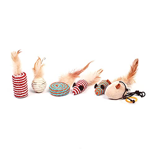 RayMinsino Haustierspielzeug, Knotenspielzeug, siebenteiliges Katzenspielzeug, Glocken und Federstäbe, Katzensticks von RayMinsino