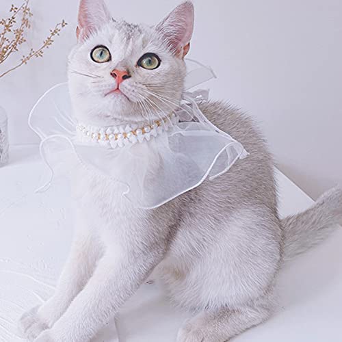 RayMinsino Katzen-Hochzeits-Halsband, Chiffon, Speichel, umgebend, niedliches Blumen-Dekoration, Halsband für Haustiere von RayMinsino