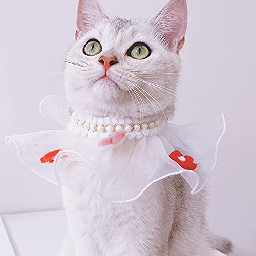 RayMinsino Katzen-Hochzeits-Halsband, Chiffon, Speichel, umgebend, niedliches Blumen-Dekoration, Halsband für Haustiere von RayMinsino