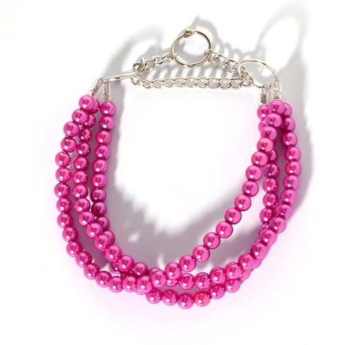 RayMinsino Niedliche Perlenkatzen-Halskette, Geburtstagsparty, Katzen- und Hund-Halstuch, Schmuck (29,8 - 32,1 cm) (Rosarot) von RayMinsino