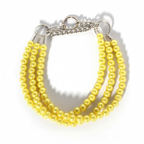 RayMinsino Niedliche Perlenkatzen-Halskette, Geburtstagsparty, Katzen- und Hundehalstuch, Halsband, Schmuck (29,8 - 31,1 cm) (gelb) von RayMinsino