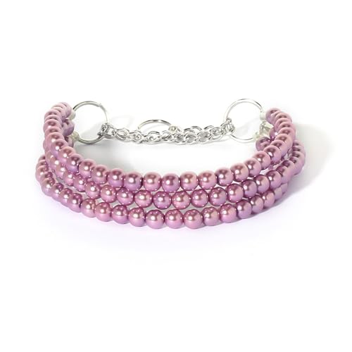 RayMinsino Niedliche Perlenkatzen-Halskette, Geburtstagsparty, Katzen- und Hundehalstuch, Halsband, Schmuck (29,8 - 32,1 cm) (lila) von RayMinsino