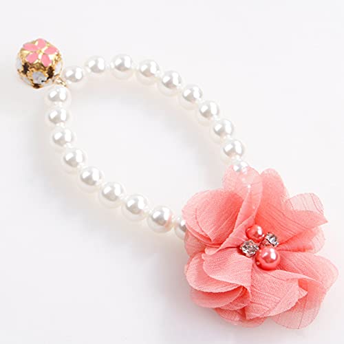 RayMinsino Pet Pearl Necklace Flower Elastic Collar Cat Accessories Teddy Small and Medium Size Dog Collar von RayMinsino