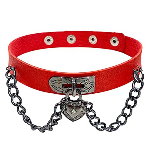 RayMinsino Pet Rock Punk Stil Halskette Dunkle Kette Love Leder Halsband Hundehalsband (31 - 49 cm) von RayMinsino