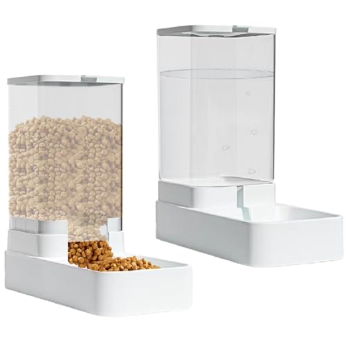 2Stück Katzenfutter Spender - Schwerkraft Futterspender Katze Und Hund De PP,29X13,5X28,5Cm,Futterspender Katzen Trockenfutter,Wasserspender Katzen,Katzenfutterspender Trockenfutter Automatisch,(A+B) von Raypontia