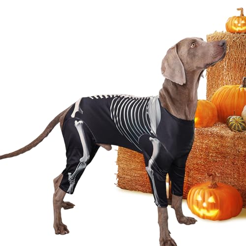 Raypontia Hundeskelett Kostüm, Großhunde Halloween Kostüm, Kleidung Bequeme Dekoration, Lustige Neuartige Haustierkostüme Für Halloween Thanksgiving Weihnachten Und Festivalsaison von Raypontia